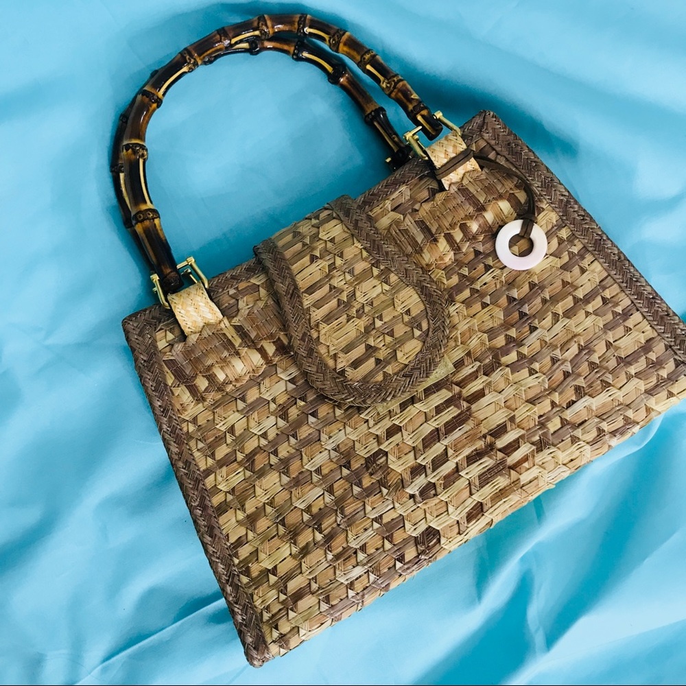Wendy L Kelly handmade med purse bamboo strap